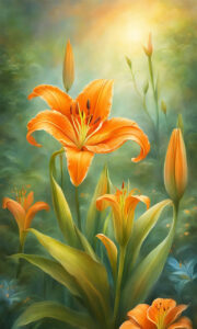 orange lily flower background wallpaper illustration 3