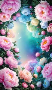 pastel peonies flowers background wallpaper illustration 2