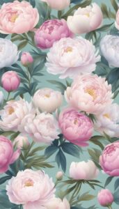 pastel peonies flowers background wallpaper illustration 3