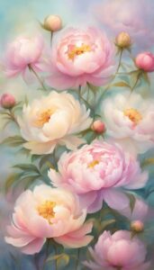 pastel peonies flowers background wallpaper illustration 4