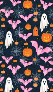 pink Halloween Pattern Background Illustrations Wallpaper 1