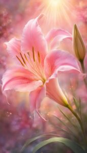 pink lily flower background wallpaper illustration 1