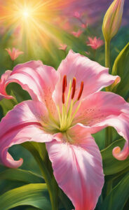 pink lily flower background wallpaper illustration 2