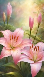 pink lily flower background wallpaper illustration 3