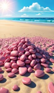 pink pebbles on the beach background wallpaper 1