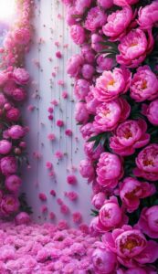 pink peonies flowers background wallpaper illustration 2