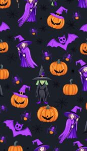 purple Halloween Pattern Background Illustrations Wallpaper 1