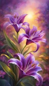 purple lily flower background wallpaper illustration 1