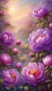 purple peonies flowers background wallpaper illustration 4