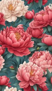 red peonies flowers background wallpaper illustration 3