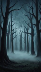 spooky foggy background wallpaper illustration 1