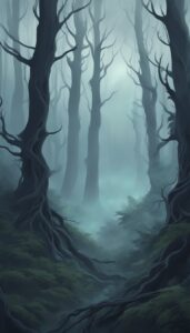 spooky foggy background wallpaper illustration 3