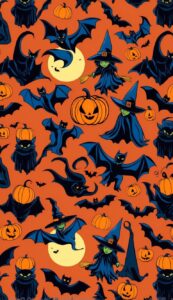 spooky scary Halloween Pattern Background Illustrations Wallpaper 1