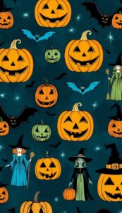 vintage Halloween Pattern Background Illustrations Wallpaper 1