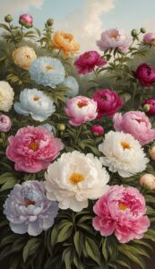 vintage peonies flowers background wallpaper illustration 1