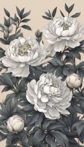 vintage peonies flowers background wallpaper illustration 3