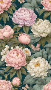 vintage peonies flowers background wallpaper illustration 4