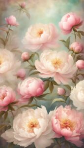 vintage peonies flowers background wallpaper illustration 5