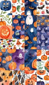 watercolor Halloween Pattern Background Illustrations Wallpaper 1