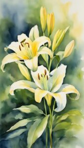 watercolor art lily flower background wallpaper illustration 1