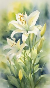 watercolor art lily flower background wallpaper illustration 2