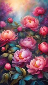 watercolor peonies flowers background wallpaper illustration 3