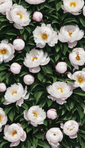 white peonies flowers background wallpaper illustration 1