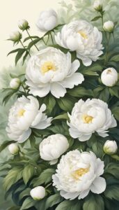 white peonies flowers background wallpaper illustration 3