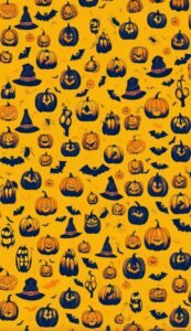 yellow Halloween Pattern Background Illustrations Wallpaper 1