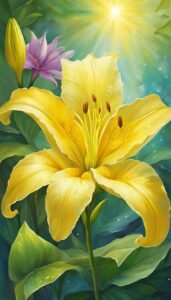 yellow lily flower background wallpaper illustration 2