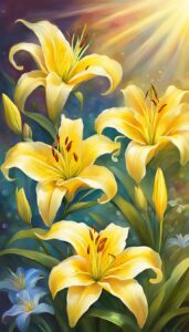 yellow lily flower background wallpaper illustration 3