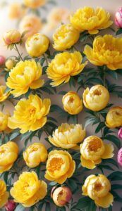 yellow peonies flowers background wallpaper illustration 1