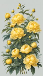 yellow peonies flowers background wallpaper illustration 3