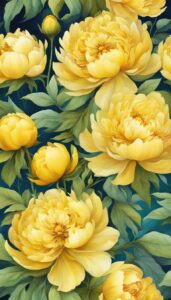 yellow peonies flowers background wallpaper illustration 4