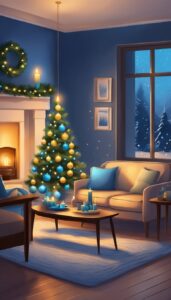 Blue Christmas Candles decoration idea illustration 1