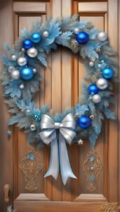 Blue and Silver Christmas Door Wreath idea illustration 1