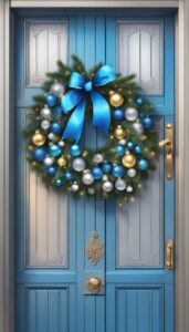 Blue and Silver Christmas Door Wreath idea illustration 2