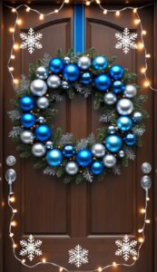 Blue and Silver Christmas Door Wreath idea illustration 4