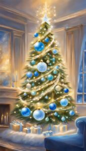 Blue and White Christmas Tree idea background 4