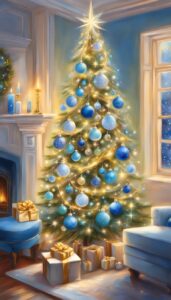 Blue and White Christmas Tree idea background 5