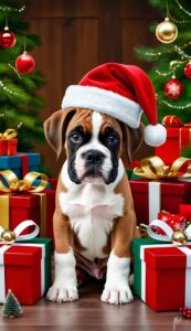 Christmas Boxer Puppy background phone wallpaper