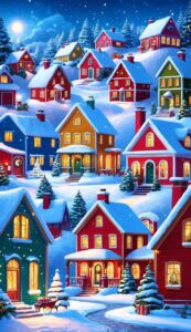 Christmas Village Scene Red Christmas Phone Wallpaper