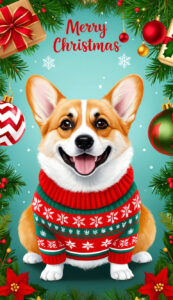 Cute Corgi in Christmas Sweater background phone wallpaper