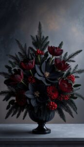 Dark Christmas Flowers background 2