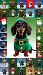 Elf Costume Dachshund Christmas background phone wallpaper