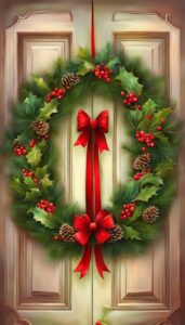 Green Christmas Door Wreath idea illustration 1