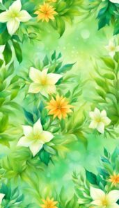 Green Christmas Flowers background 2