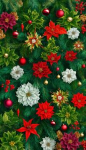 Green Christmas Flowers background 4