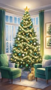 Green and White Christmas Tree idea background 2