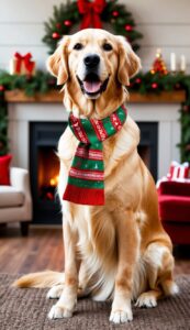 Holiday Golden Retriever Christmas background phone wallpaper